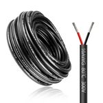 LightingWill 16.4FT/5M 16AWG 2×1.5mm² Electrical Wire 2 Core Cable, 16 Gauge 5V/12V/24V/240V/300V Low Voltage Extension Cable, Tinned Copper Wires, Flexible Cable High Temperature Resistant