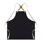 SUMPIGGER Chef Apron Cross Back Apron for Men Women with Adjustable Straps and Pockets Water Oil Stain Resistant for Kitchen, Restaurant, BBQ, Grill, Baking, Coffee Shop and Studio (Black)