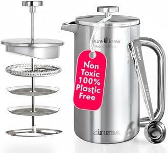 Ziruma Non-Toxic French Press Coffee Maker 316 Surgical Grade Stainless Steel, 34 Oz, 100% BPA - Plastic Free Coffee Press, Portable Press, 4 Layer Filter, Double Wall Insulated French Press