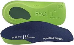 PRO 11 WELLBEING 1 Pair of Slim Fit 3/4 Orthotic Insoles with Heel Pad for Plantar Fasciitis (9/10.5 UK, Green)