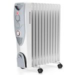 Pro Breeze® 2500W Oil Filled Radiator, 11 Fin - Portable Electric Heater - Built-in Timer, 3 Heat Settings, Adjustable Thermostat, Safety Cut-Off & 24 Hour Timer - White