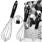 Anaeat 3 Packs Stainless Steel Whisk Set - Balloon Whisk, Anaeat Thick Stainless Steel Wire ＆ Strong Handles, Egg Beater for Cooking, Blending, Whisking, Beating and Stirring (8.5"+10.5"+12")