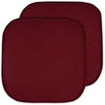 2 Pack Memory Foam Honeycomb Nonslip Back 16" x 16" Chair/Seat Cushion Pad, Wine Burgundy