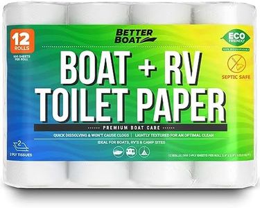 Boat and RV Toilet Paper Septic Safe Quick Dissolve 12 Rolls for Marine and Camper Use Biodegradable and Tank Safe | Bulk Pack