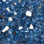 Celestial Fire Glass High Luster, 1/2" Reflective Tempered Fire Glass in Neptune Blue | 10 Pound Jar