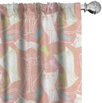 Lunarable Kittens Curtains, Pattern of Abstract Cartoon Cats Animal Print Themed, Window Treatments 2 Panel Set for Living Room Bedroom, Pair of - 28" x 63", Salmon Multicolor