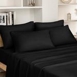 HOMEIDEAS King Size Bed Sheets - 6 Piece Set (Black) - Extra Soft Brushed Microfiber 1800 Bedding Sheets, Deep Pocket, Wrinkle & Fade Free