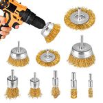 Wire Wheel Brush Drill Attachment 9 Pcs with 1/4in Shank for Cleaning Rust, Stripping and Abrasive