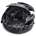 Haxtec Dragon Dice Jail Guardian DND Dice Tray Holder Dungeons and Dragons Accessories Novelty DM RPG Gift Dragon Statue Decor(Antique Silver)