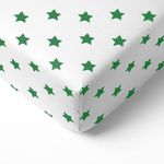 Bacati Set of 2 Piece Stars Muslin Crib Sheets, Green