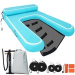 Inflatable Elevated Dog Boat Ramp, Dog Pool Ramp for Docks & Lakes, Non-Slip On Water Ramp with Booster Step, Floating Ladder for Large Pets Up to 240lbs Climb Out of Water