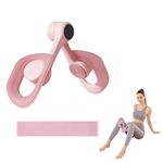 Kegel Pelvic Floor Trainer for Women - Anti-Slip & 360° Rotation Pelvic Floor Exercise Devices, Thigh Exerciser Kit with 15LB Resistance Band, Home Gym Equipment for Leg Strengthener (Pink)