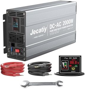 Jecatiy 2000 Watt Pure Sine Wave Power Inverter DC 12V to 110V/120V AC Converter with 2 AC,18W USB, and 30W Type-C Charging Ports, Car Solar Power Inverters with LCD Display for Home RV Truck