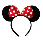 Black With Red Bow & White Polka Dot Minnie Mouse Disney Fancy Dress Ears Head Band