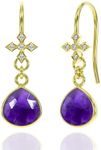 Amethyst Earrings for Women in Heart Dangle Drop Shape - 18K Gold Vermeil, Certified 925 Sterling Silver Earring - Hypoallergenic Gold Jewelry for Women, Mothers Day Gifts, Birthday Gifts for Women