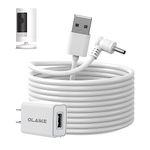 OLAIKE 5m/16ft Charge Cable with DC Power Adapter for Stick Up Cam Battery/Plug-in & Spotlight Cam Battery & Indoor/Outdoor Pan-Tilt Mount,Weatherproof Cable to Continuously Charge Your Camera,White