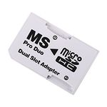 LUTIONS White Pro Duo Dual Slot Memory Stick Adapter for Sony PSP Card 2 Dual slot adapter Converter (microSD to microSDHC)