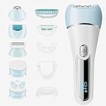 LIHOBI Epilator for Women, 6 in 1 Hair Removal Epilator, Shaver, Face Razor, Facial Brush, Face Massage and Body Exfoliator,IPX7 Waterproof Rechargeable Hair Removal for Women, 2 Speeds