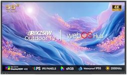 RIXZSIW 55 Inch Outdoor TV, 2000 Nits Ultra Bright 4K UHD Weatherproof Television, IP55 Waterproof Smart TV with WebOS 25, Outside TV for Backyard, Poolside, Deck & Patio
