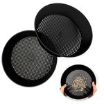 LNQ LUNIQI 2Pcs Soil Sifter Garden Sieve Plastic Sand Sifter Set for Sieve Work of Small Gravel, Soil, Sand（Black）