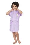 FEELBLUE Premium Micro Terry Half Sleeve Kids Unisex Bathrobe with Front Pocket (8-9 years, Mauve)