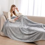 ml MassAri Limited Fleece Blanket Sofa Bed Throw 150x200 Silver Double Size Luxurious Cosy Winter Warm Faux Fur Reversible (Light Grey/Silver, Double)