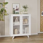 Panana Kitchen Sideboard Wood Storage Cabinet Accent Cupboard with 2 Doors and Shelf for Dining Room, Living Room, Entryway (White, 69cm)