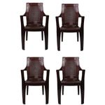 ITALICA 9006 Chairs - Modern Stackable Plastic Armchairs (Glossy Finish, Brown, Set of 4)