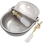 MUALROUS Automatic Stainless Steel Waterer Bowl with 2PCS Float Valve with Drain Plug Water Drinker Trough for Horse Cattle Goat Sheep Dog Water Bowl