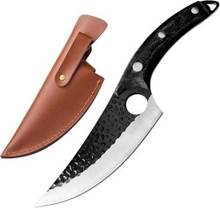 Huusk Viking Knives, Butcher Knife Black Forged Boning Knife with Sheath Japanese Fillet Meat Cleaver Knives Full Tang for Kitchen, Camping, BBQ Thanksgiving Christmas Gifts
