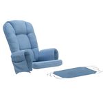 Tovvre 5Pcs Velvet Glider Rocker Replacement Cushions with Side Storage Pockets, Glider Rocking Chair Cushions Set for Nursery, Breastfeeding, Napping,Blue,Square Back