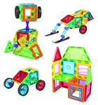 FunBlast Mag Magic Magnetic Building Blocks for Kids Puzzle for Kids Learning Toy Vehicle Playset – (Multicolor;48 Pcs)