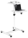 Manhattan 461726 Cart Mount for Projectors and Laptops, Two Shelves for Devices up to 10 kg, Tilting from - / + 35°, 360° Rotation, Height Adjustable