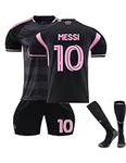 Soccer Jersey Kids #10 Kids Soccer Jersey Set for Boys and Girls, Include Shorts and Socks Perfect Kit for Soccer Enthusiasts, Black Size 28