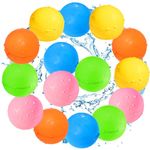 Smasiagon Reusable Magnetic Water Balloons: 15 PC Refillable Water Bombs Splash Balls Self Sealing Quick Fill - Silicone Water Toys with Mesh Bag for Kids Adults Water Games Outside Summer Fun Party