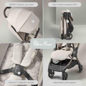 Silver Cross Clic Compact Stroller – Almond Lightweight Pushchair