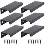 HighFree 6PCS Black Cabinet Finger Edge Pull, 80mm Concealed Finger Pull Handle Curved Door Handles for Home Kitchen Cabinet, 62mm/2.4inch Hole Spacing