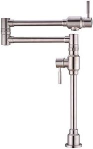 TUTEW Topffüller Wasserhahn, gebürsteter Nickel, Deckmontage, Küchenarmatur mit Topffüllfunktion, 200 mm Breite, Metallic Finish