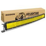 RIGIDON 32 Inch 405W Curved Amber LED Light Bar, Triple Row Flood Spot Combo 40500LM Light Bar Waterproof Driving Boat Offroad LED Work Light for ATV UTV Truck Roof Bumper