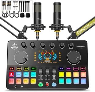 Podcast Equipment Bundle for 2, Audio Mixer with XLR Dynamic Microphone, Voice Change,RGB for Vocal Recording Podcasting,Streaming Singing TikTok, PC, Smartphone COMMANDER M100 3rd