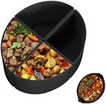 4 In 1 Slow Cooker Divider Liner Fits 6 QT Crockpot, 4 Grids Silicone Crockpot Divider, Cooking Liner for Round and Oval Slow Cooker, Reusable/Leakproof/BPA Free/Dishwasher - Black