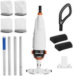 3 IN 1 Cordless Handheld Pool Vacuum Cleaner Kit-1110GPH Real Strong Suction,60min Run-time,40µm Fine Mesh Filter,Aluminum Pole,Net,Floating Dispenser for Hot Tubs,Inground &Above Ground Pools -Orange