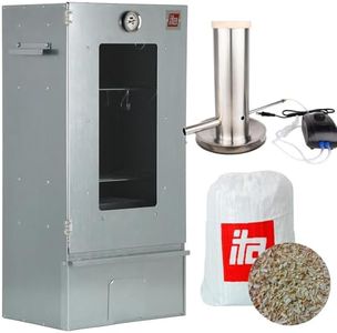 ITA Räucherofen 7002 - Smoker Set mit Rauchgenerator - Räucherschrank mit Fenster & Thermometer - Edelstahl - EU Qualität, Direkt vom Hersteller - 81 cm mit 3 Etagen