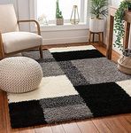 TAUHID CARPET - THE ART OF WEAVING WITH DEVICE OF TC Handwoven 3D Carved Super Soft Collection Modern Rectangular Area Rug Carpet 9 X 12 Feet Black And White.