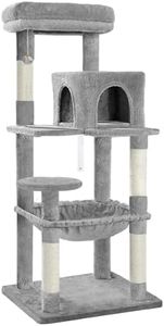 BEASTIE Cat Tree 143cm Multi-Level Cat Tower with Scratching Posts, Sisal-Covered Cat Scratcher Tower with Plush Perch, Cat Condo Play House Wood Furniture for Kittens Climbing and Rest(Light Grey)