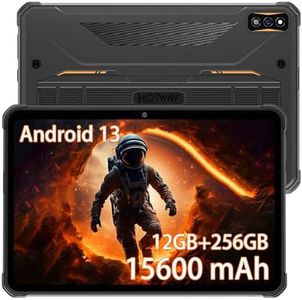 HOTWAV R7 Rugged Tablet Android 13, 15600mAh 10.1 Inch HD+ 12GB+256GB/(2TB TF) Waterproof Tablet PC, 16MP+16MP Camera Octa-Core IP68&IP69K/Dual SIM 4G/5G WiFi/Face ID/GPS/OTG/Widevine L1 (Orange)