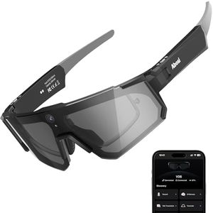 Abosi AI Smart Glasses with Camera, ChatGPT & AI Object Recognition, 1200P Video with 6-Axis EIS, Polarized UV400 Sunglasses, Real-Time Translation, IP54 Waterproof for Cycling, Hiking & Vlogging