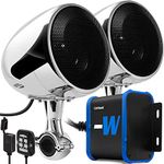 GoHawk TN4-W Waterproof Amplifier 4" Full Range Bluetooth Motorcycle Stereo Speakers 1 to 1.25 in. Handlebar Mount Audio Amp System Harley Touring Cruiser ATV 4-Wheeler, USB, AUX, FM Radio