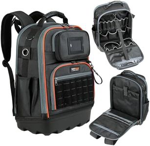 TUFFWORX Tool Backpack Bag, 35 Pockets,Heavy-Duty Tool Bag with Padded Shoulder,Water-Resistant for Repairman, Electrician, Handyman,Black