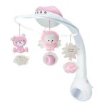 INFANTINO 3 in 1 Projector Musical Mobile - Convertible mobile, table and cot light and projector, with wake up mode to simulate daylight, complete with 6 melodies and 4 nature sounds, in pink